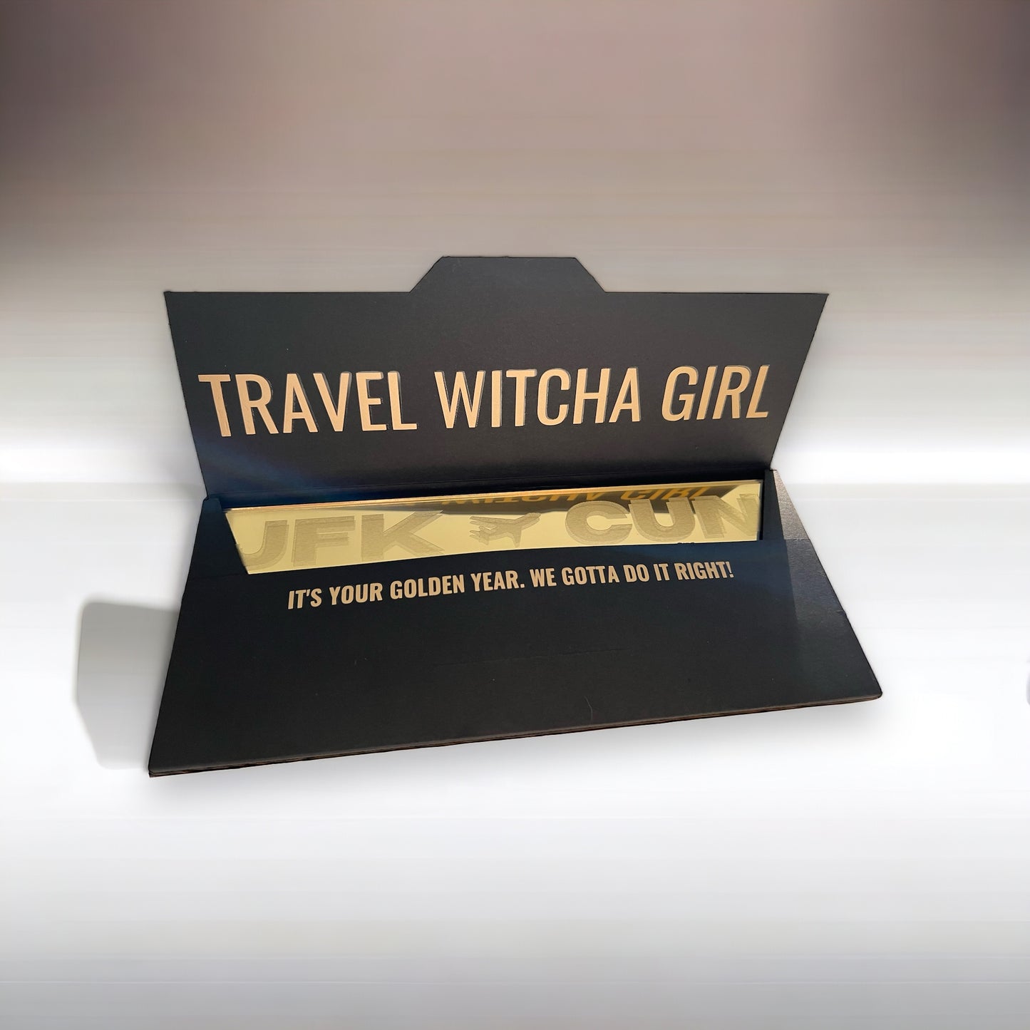 Luxury Golden Plane Ticket - FountainDesignStudio