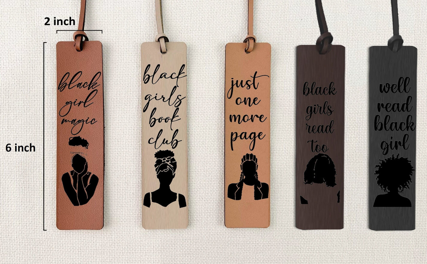 Black Girls | Leather Bookmarks - FountainDesignStudio